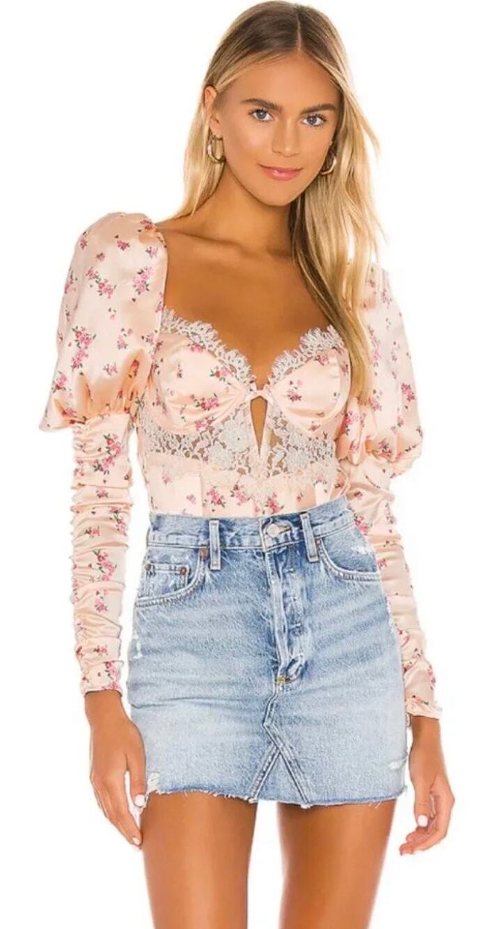 For Love & Lemons Aster Floral Bodysuit Sz. XS